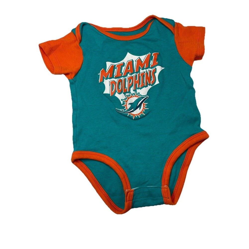Team NFL Miami Dolphins Baby 3-6months Teal Short Sleeve One Piece Baby Boy Girl